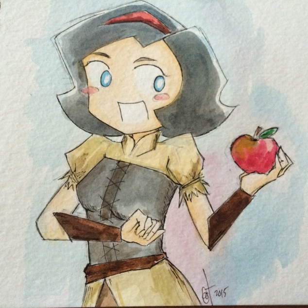 Snow White with a cosmetically-challenged apple.